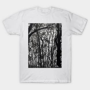 'BLACK TREES AGAINST GREY SKY' T-Shirt